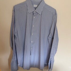 Ermenegildo Zegna 46-18 Blue Striped Men's Shirt large great cond